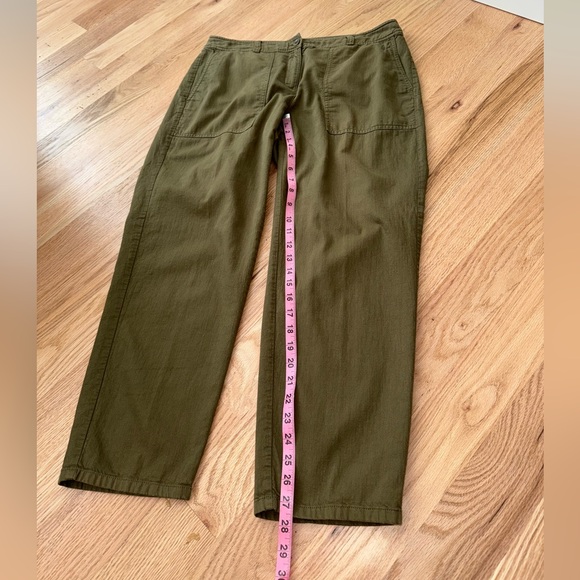 Eileen Fisher $159 Organic Cotton Cropped Twill Pants 10 Army Olive Green - Picture 6 of 9